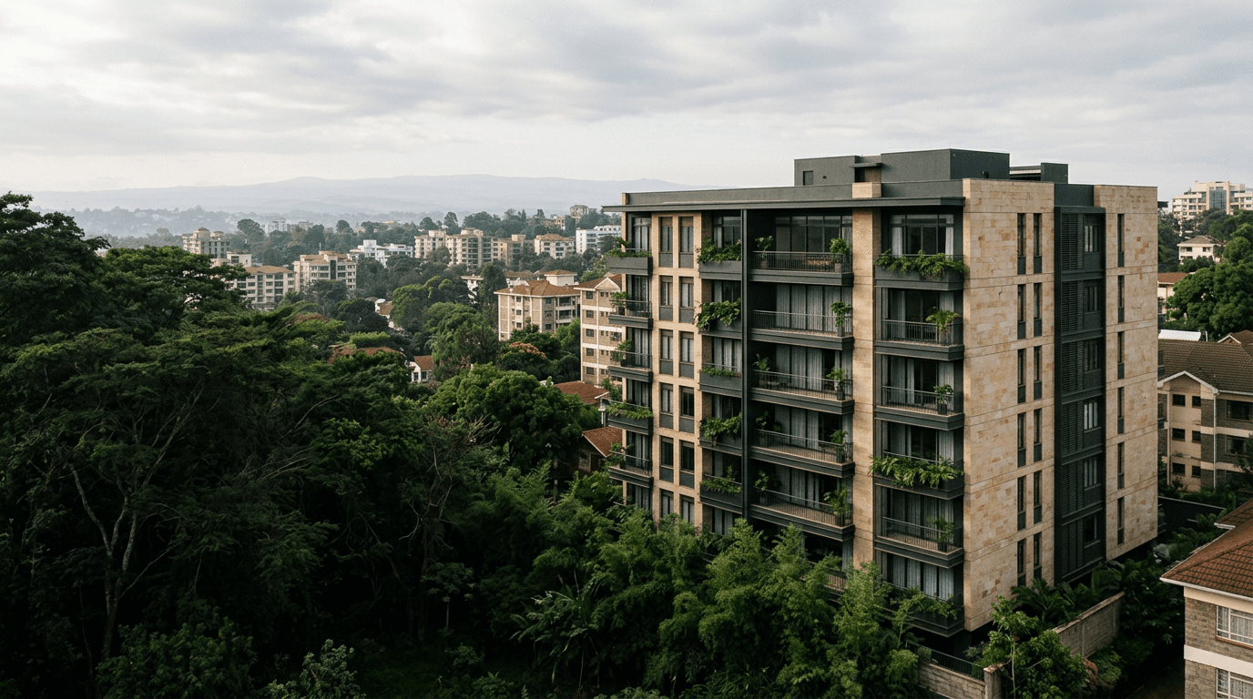 Illustrative contemporary residential architecture framed by mature greenery.